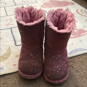 Pink Fuzzy Star and Moon Ugg Boots